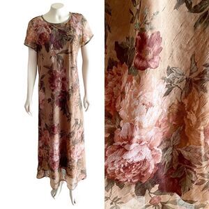 Karin Stevens Maxi Vintage Romatic Brown Floral 90s Y2K Size 12